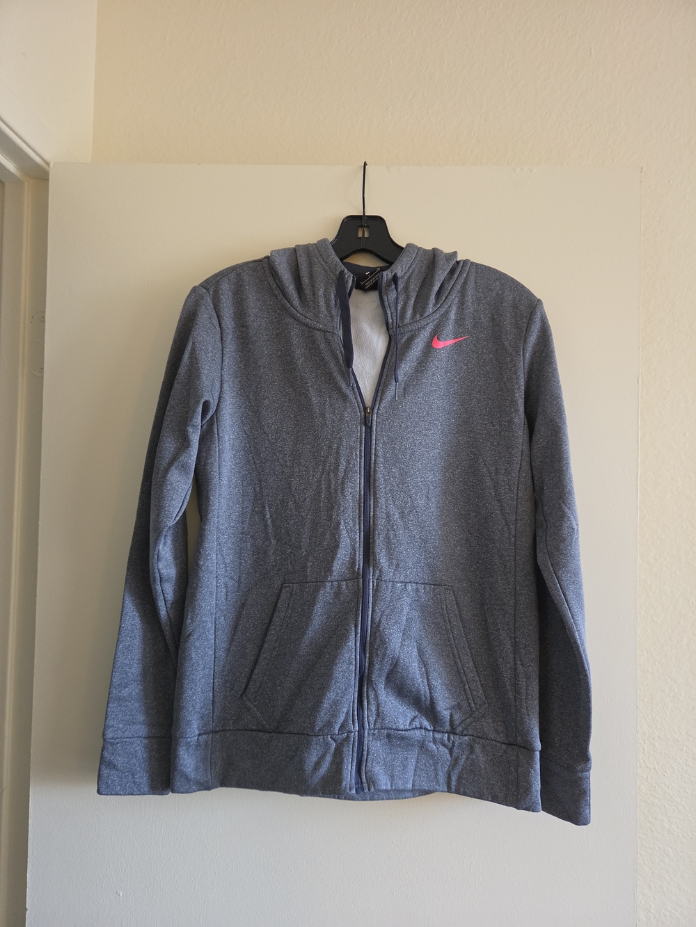 Nike Heather Gray Hoodie with Pink Swoosh